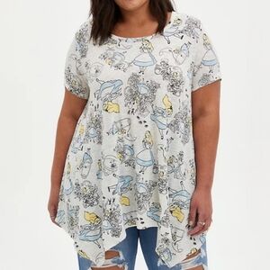 Torrid Disney Alice In Wonderland Handkerchief Knit Top L